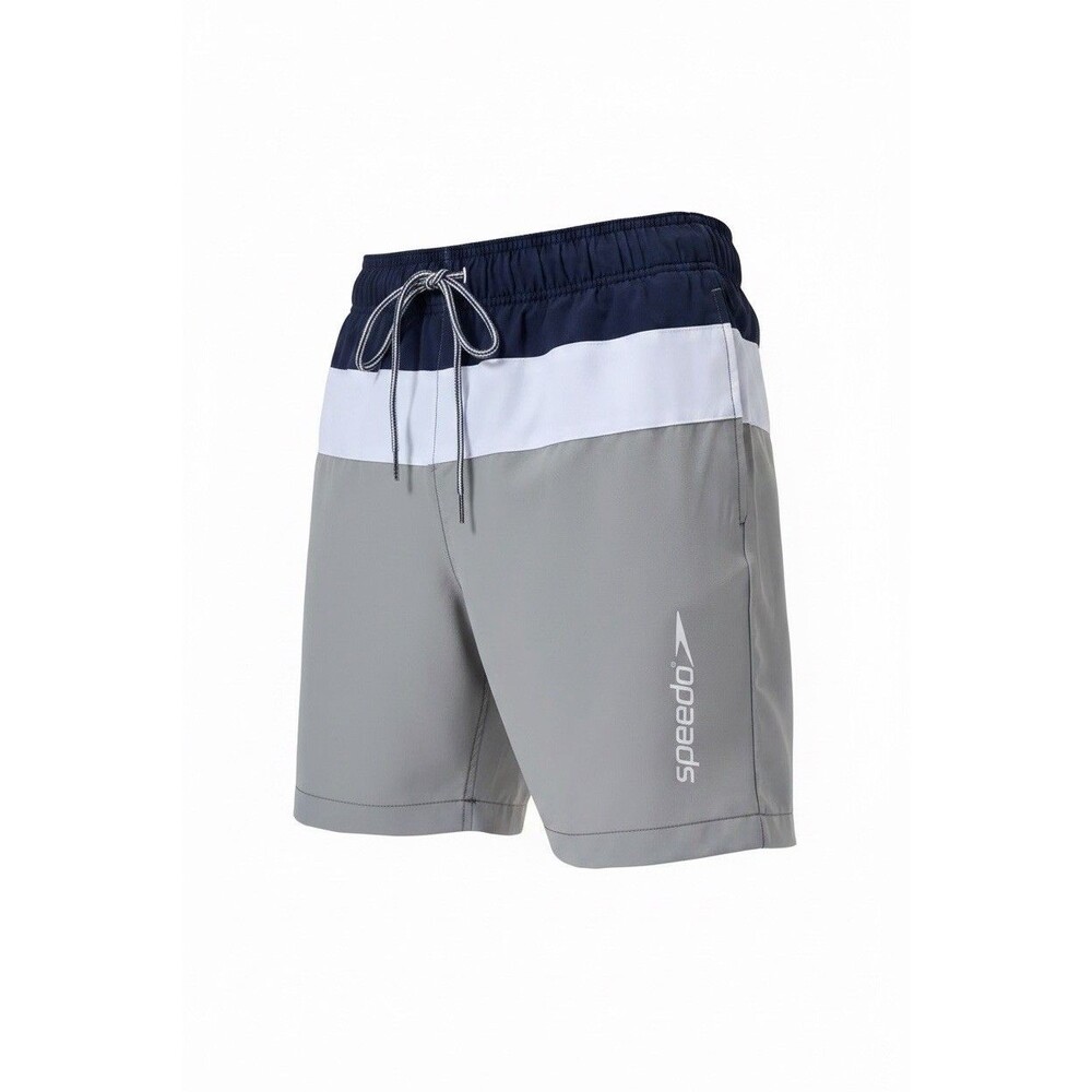 Speedo Men's 7.5" Colorblock Swim Shorts - NWT - Navy/White/Gray - Size Small